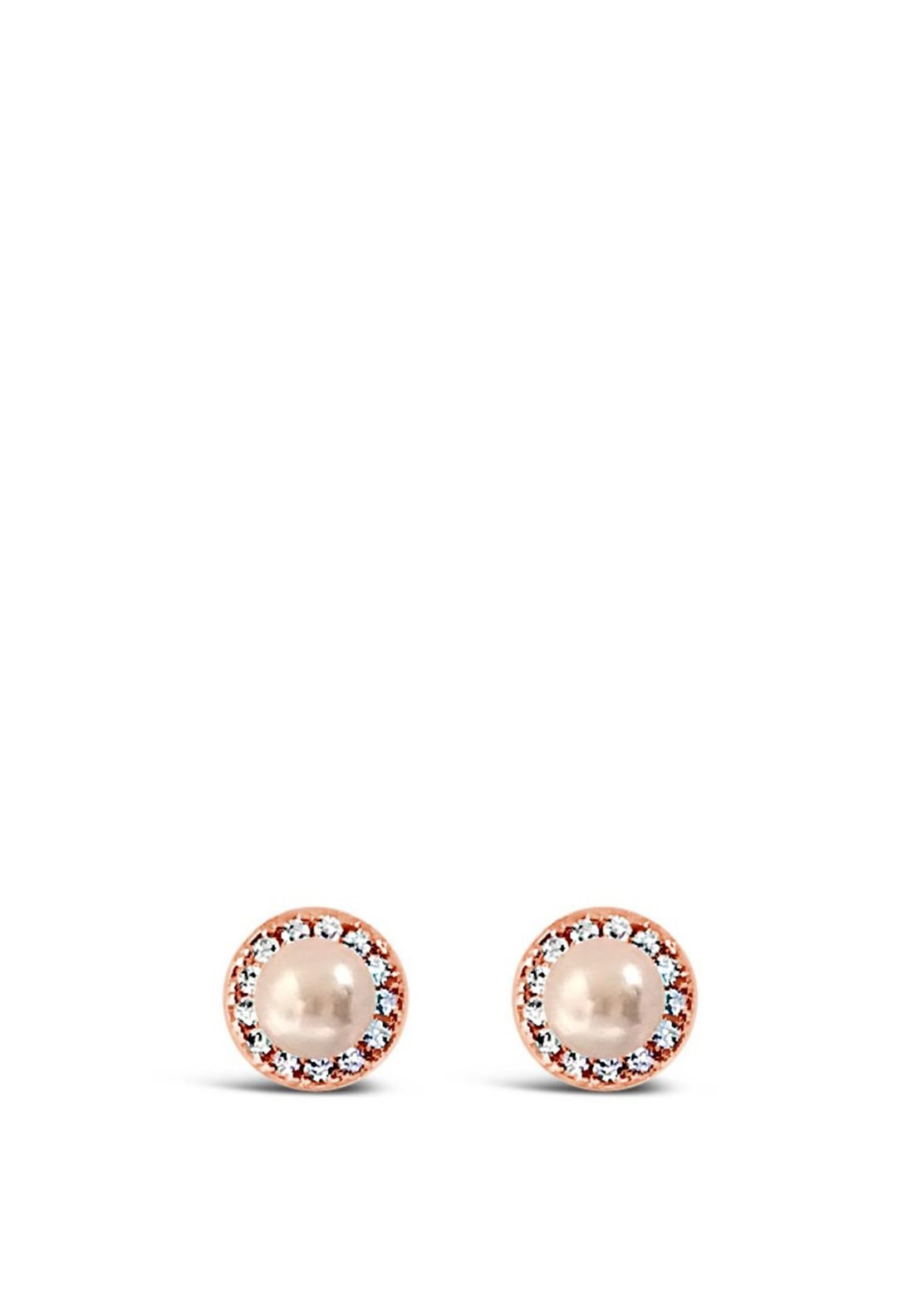 Absolute Pearl Circle Stud Earrings, Rose Gold