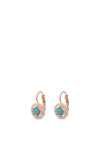 Absolute Pave Turquoise Halo French Hook Earrings, Rose Gold