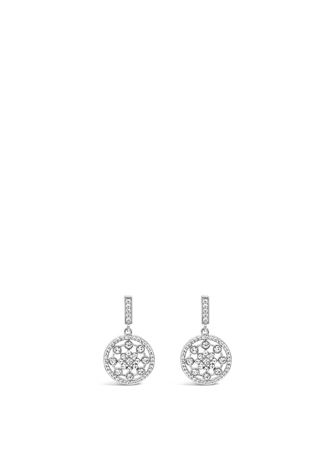 Absolute Deco Pave Drop Earrings, Silver