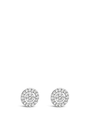 Absolute Small Diamond Circle Stud Earrings, Silver
