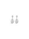 Absolute Diamante Stud Oval Drop Earrings, Silver