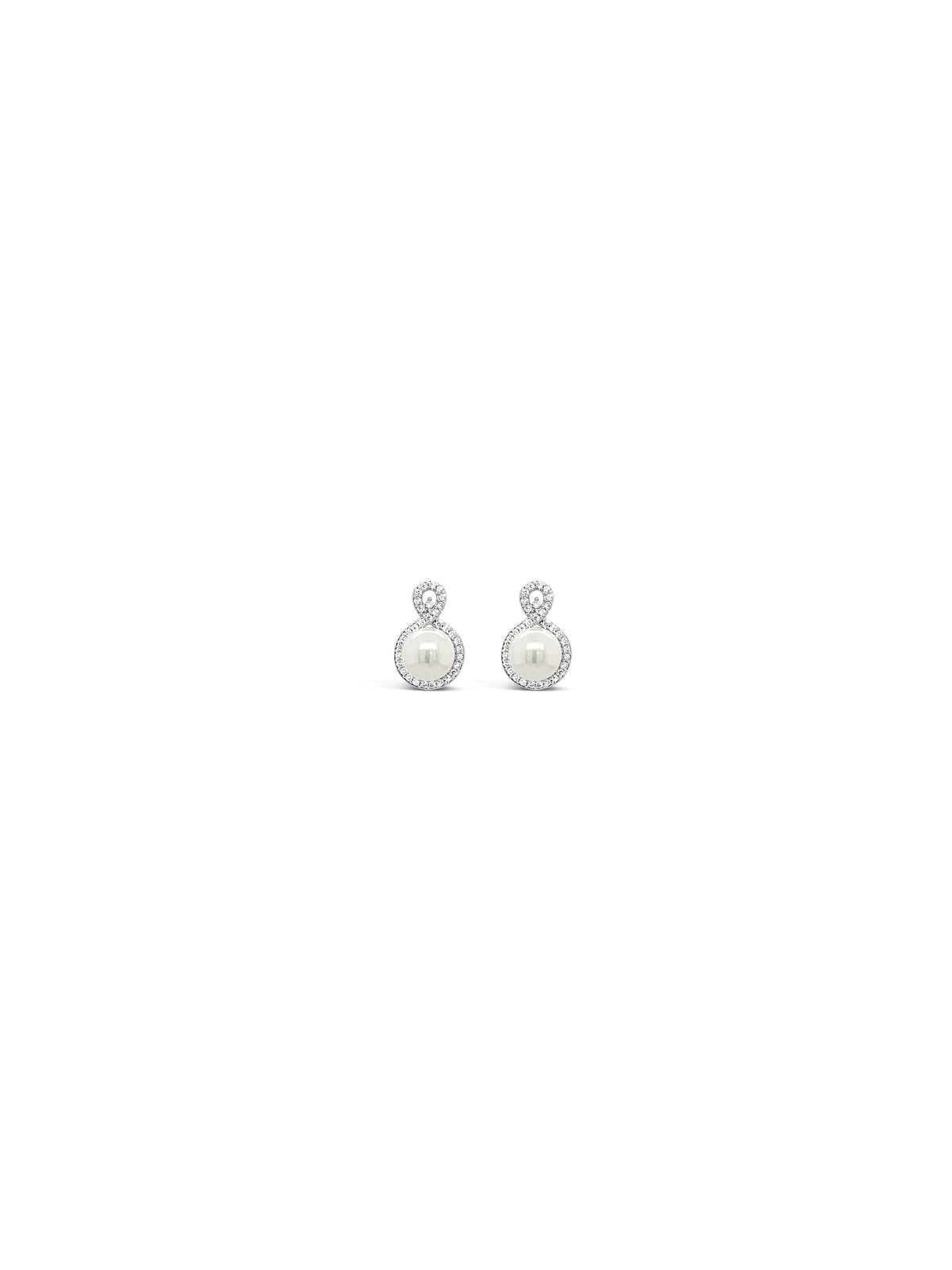 Absolute Diamante Twisted Circle with Pearl Earrings, Silver