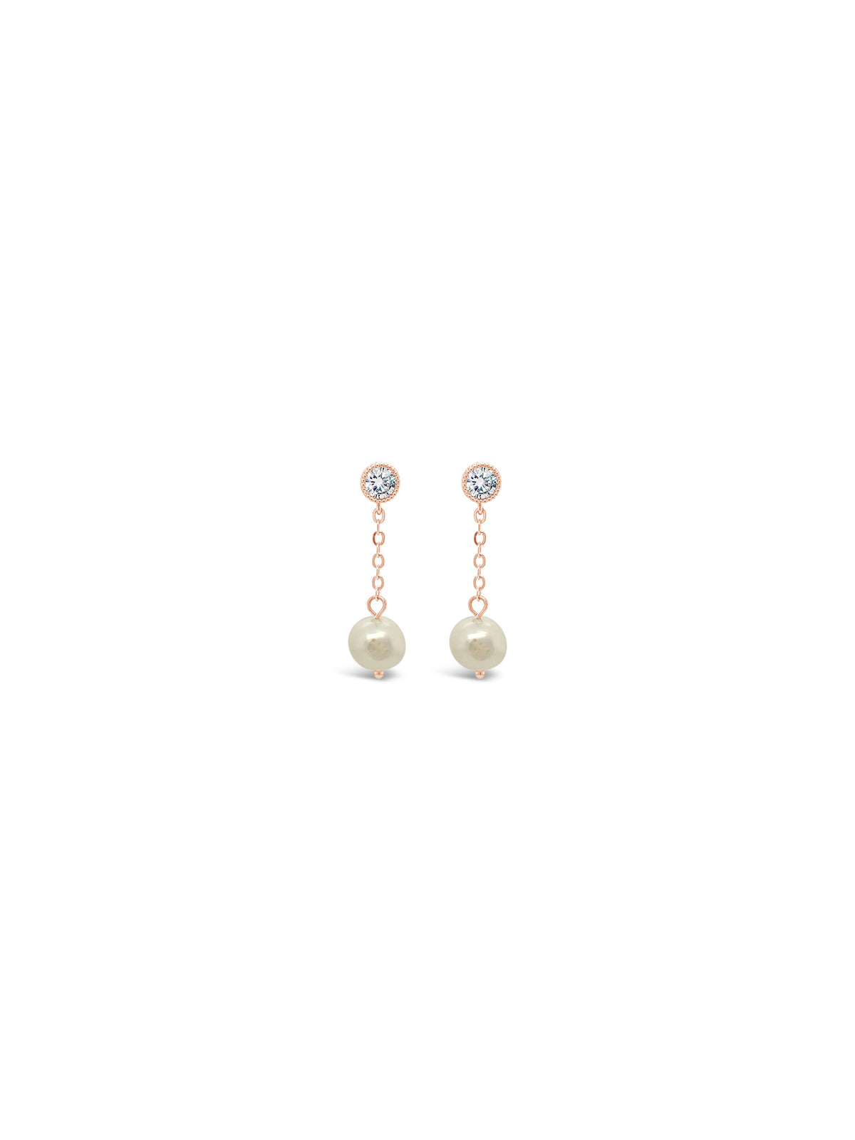 Absolute Diamante Stud with Drop Pearl Earrings, Rose Gold