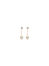 Absolute Diamante Stud with Drop Pearl Earrings, Rose Gold
