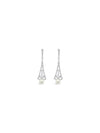 Absolute Drop Triangle with Pearl Earrings, Silver