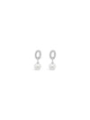Absolute Diamante Interlinking Oval Drop with Pearl Earrings, Silver