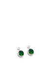 Absolute Circular Emerald Drop Earrings, Silver