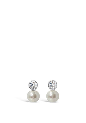 Absolute Pearl Drop Earrings with CZ Stone, Silver