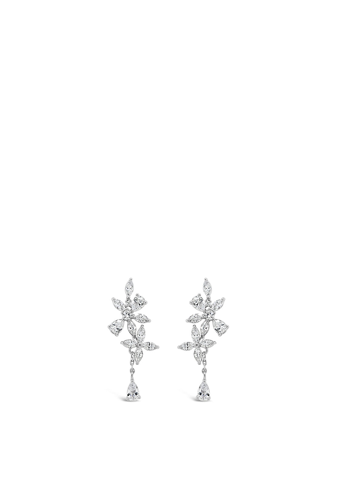 Absolute Silver Flower Drop Stud Earrings, JE246SL