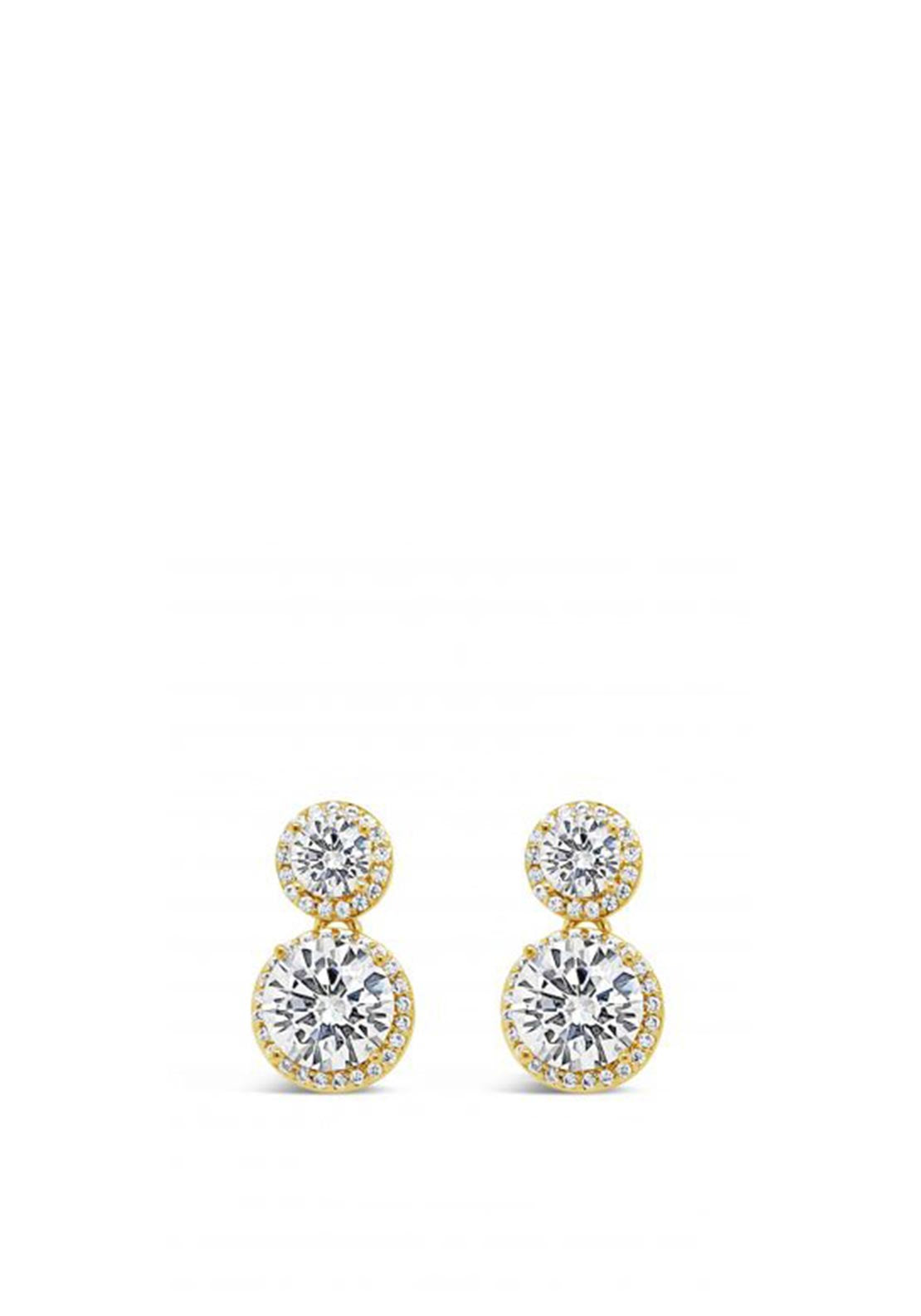 Absolute Diamond Double Circle Drop Earrings, Gold