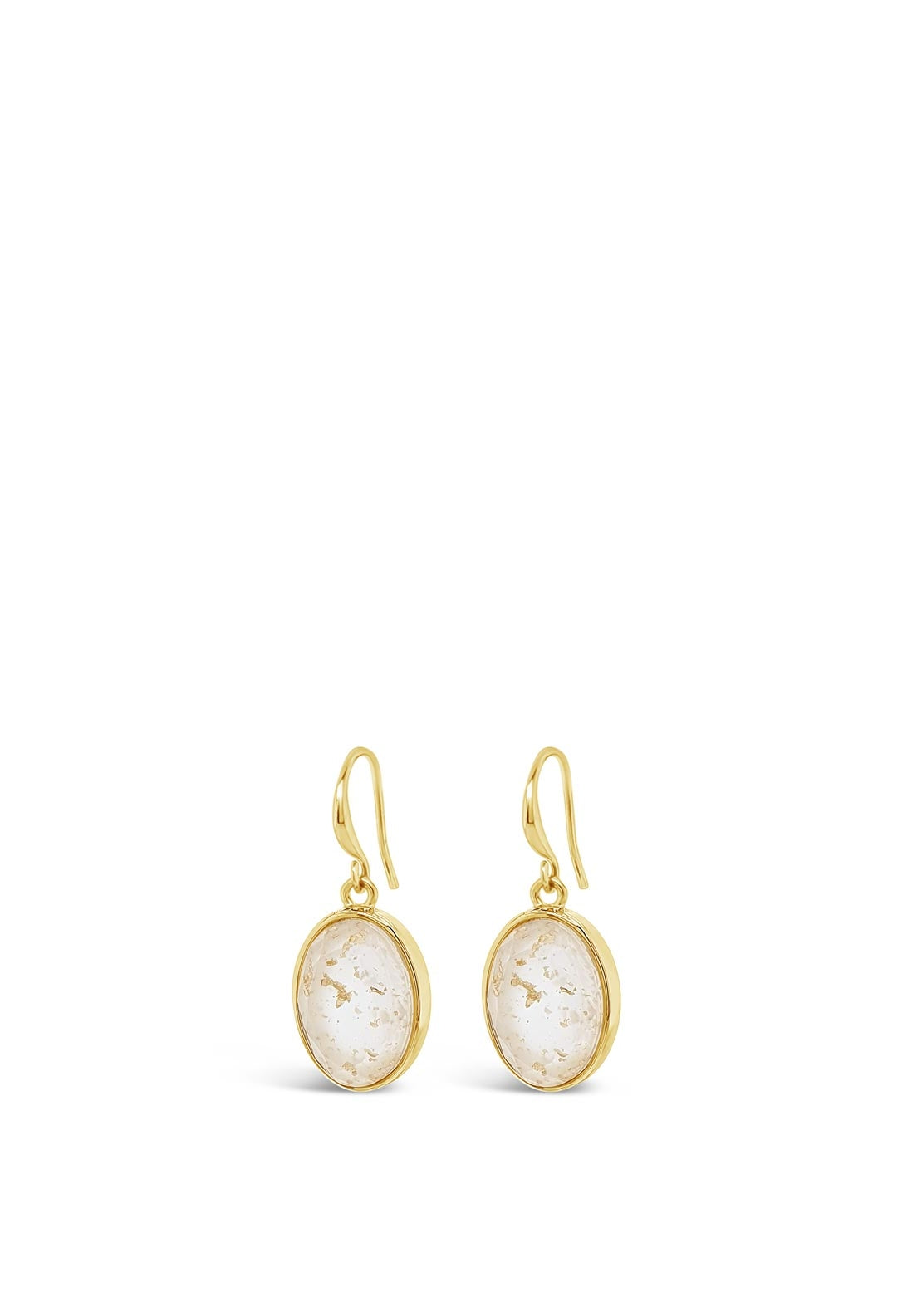 Absolute Speckled Nude Opal Drop Gold Earrings, E2089GL