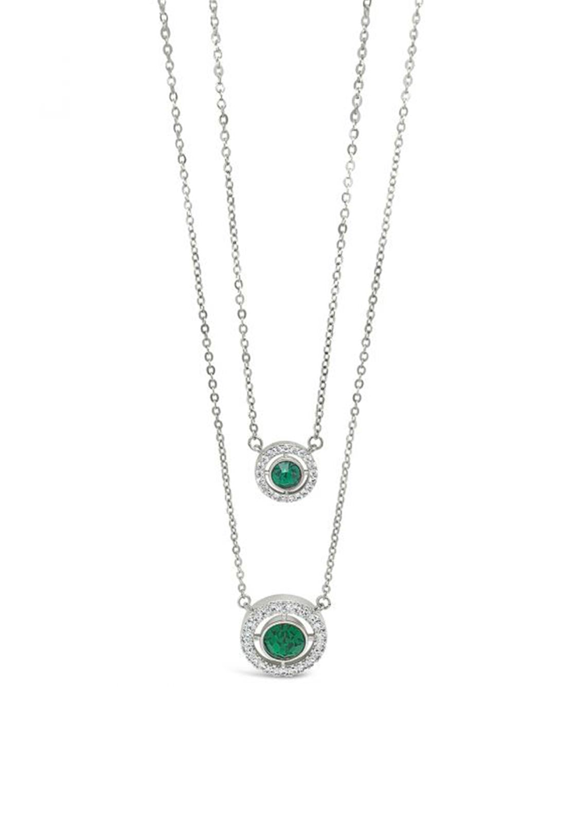 Absolute Emerald & Crystal Necklace, Silver