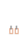 Absolute Silver Diamante Rectangular Rose Gold Drop Earrings, E2080MX