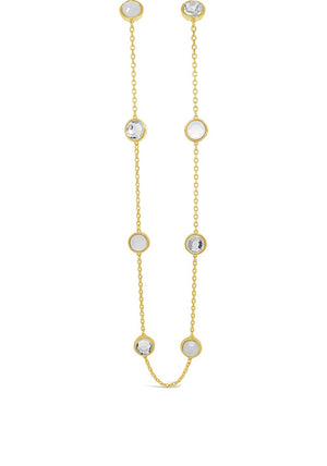 Absolute White Opal & Crystal Bead Necklace, Gold