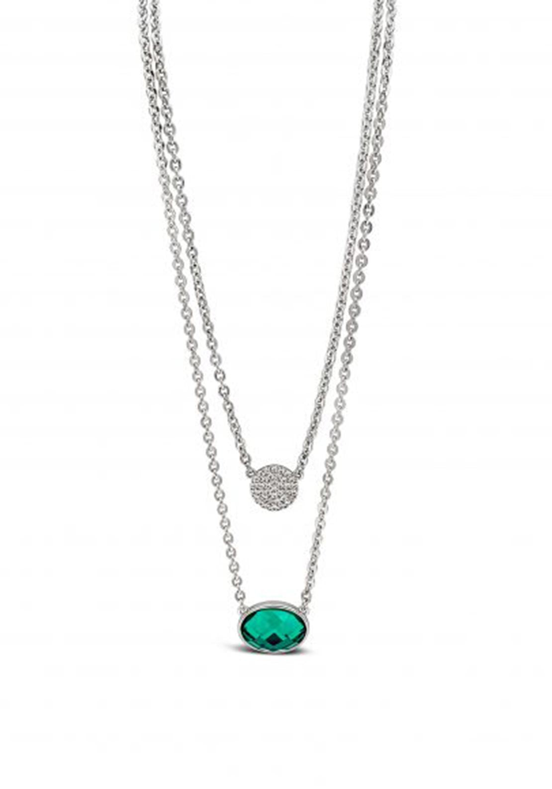 Absolute Emerald Layered Necklace, Silver