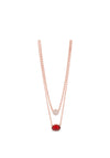 Absolute Rose Gold Layered Necklace with Red Stone Setting & Diamante Disk