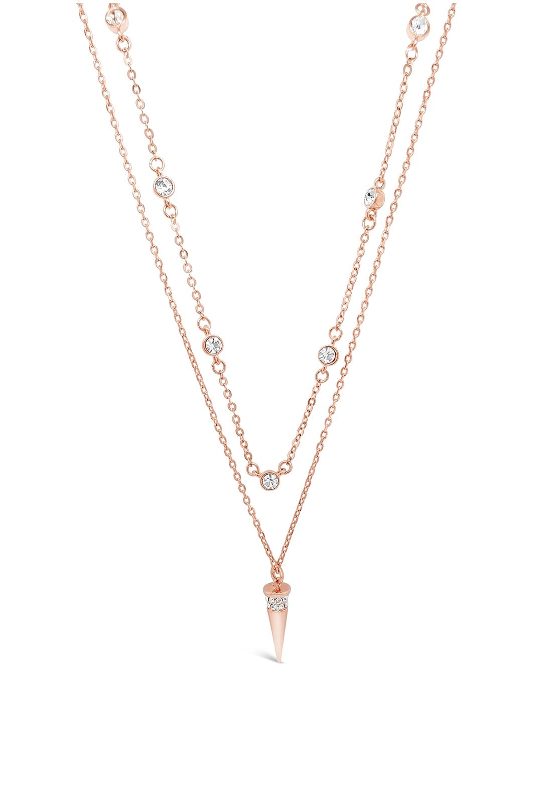 Absolute Spike Pendant Layered Necklace, Rose Gold
