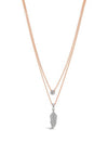 Absolute Crystal Feather Layered Necklace, Rose Gold