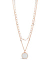 Absolute Layered White Opal Bead Necklace, Rose Gold