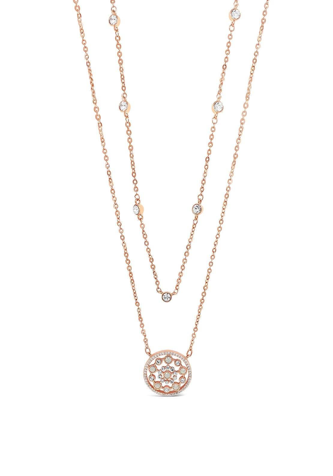 Absolute Long Rose Layer Collection Necklace, Rose Gold