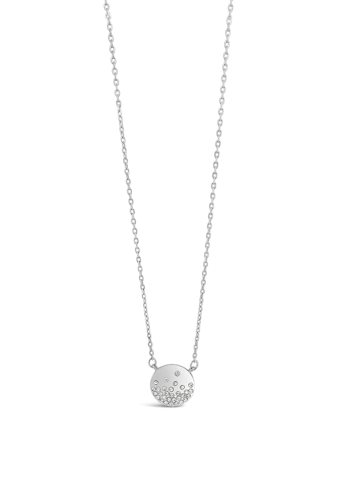 Absolute Diamante Disc Pendant Necklace, Silver