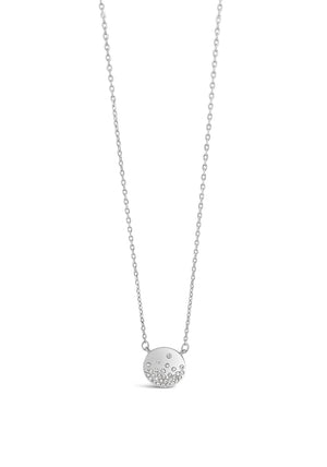 Absolute Diamante Disc Pendant Necklace, Silver