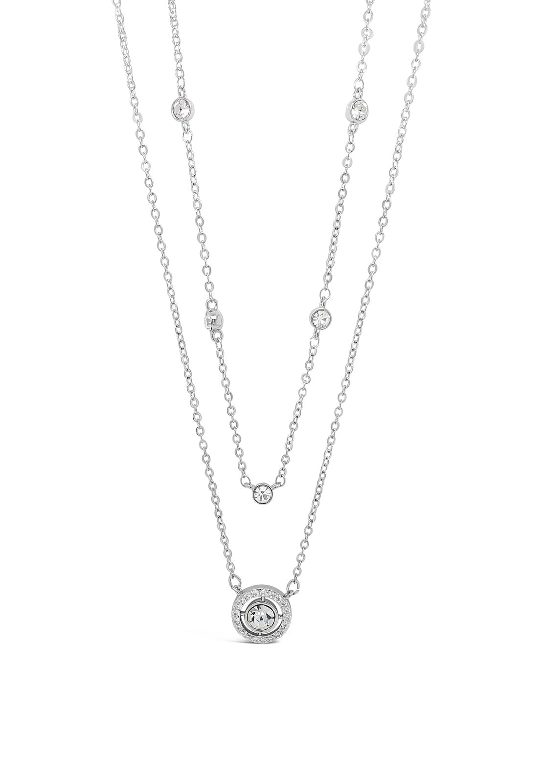 Absolute Zirconia Layered North Star Necklace, Silver
