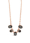 Absolute Rose Gold Black Oval Stones Necklace, N2042BK