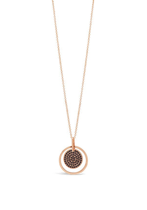 Absolute Rose Gold Necklace with Black Diamante Disk