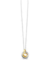 Absolute Silver & Gold Round Double Rings Necklace, N2085SL
