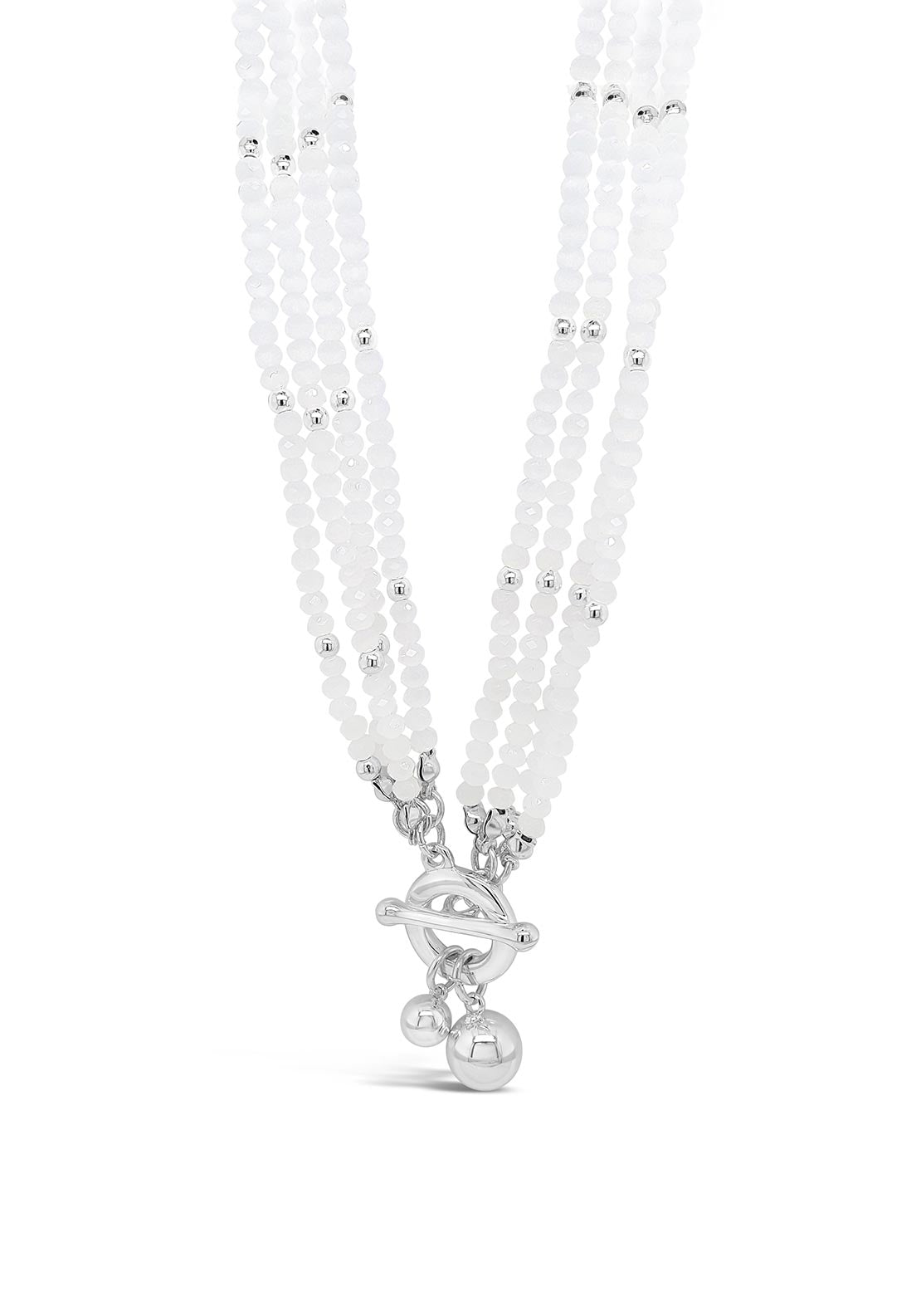 Absolute Silver White Pearl Necklace, N2092SL