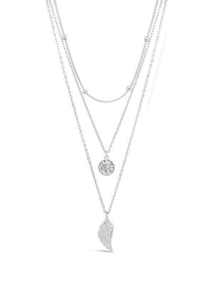 Absolute Feather & Diamond Necklace, Silver