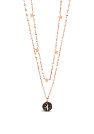 Absolute Hematite Star Small Pendant Necklace, Rose Gold
