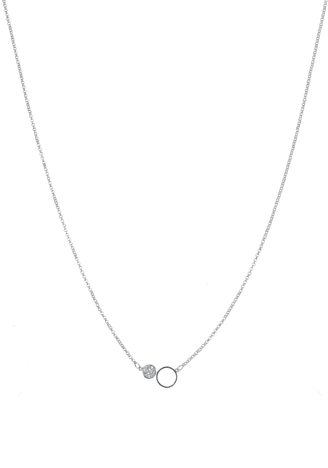 Absolute Jewellery Duo Circle Pendant Necklace, Silver