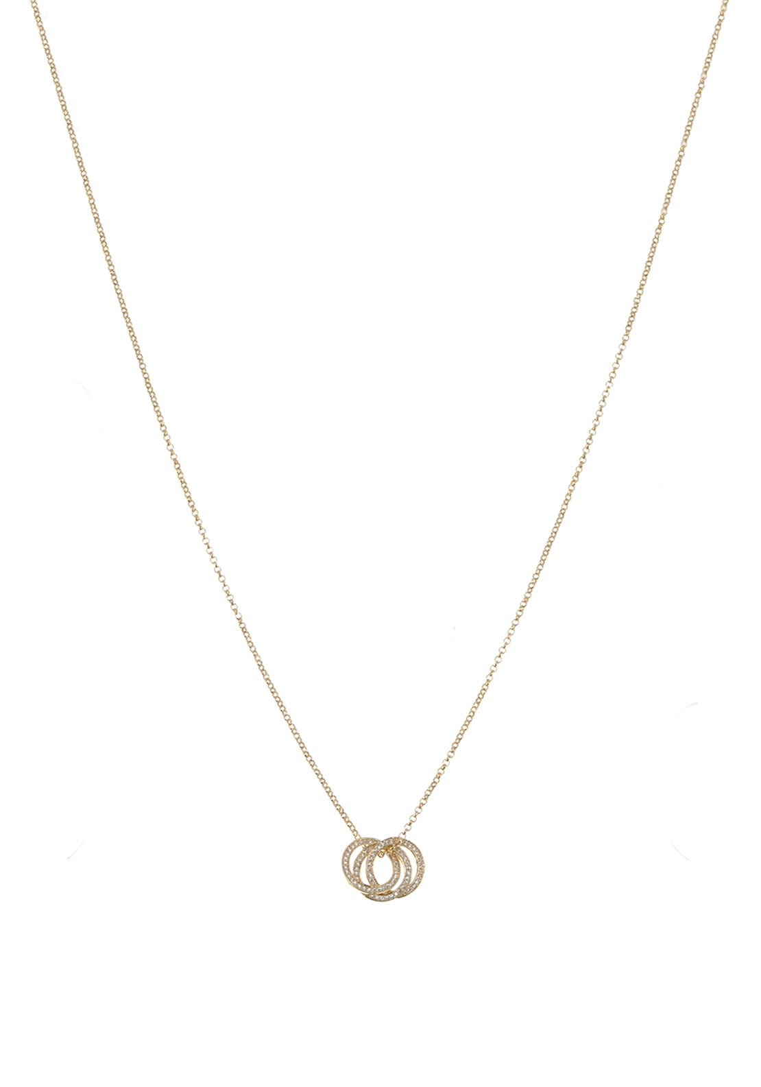 Absolute Jewellery Triple Trinity Knot Necklace, Gold