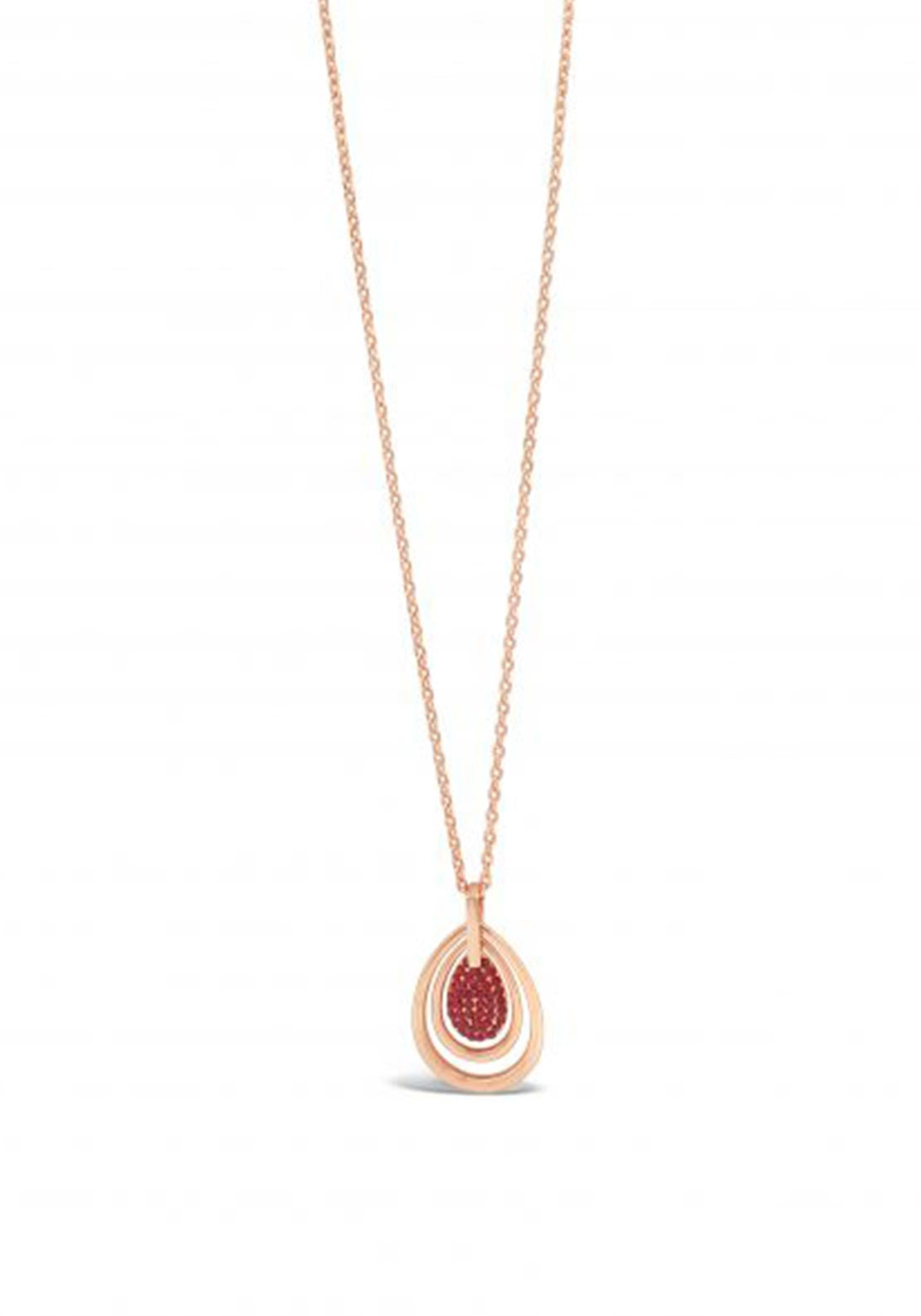 Absolute Long Ruby Teardrop Necklace, Rose Gold