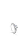 Absolute Sterling Silver Solitaire with Pave Band Ring, SR103SL