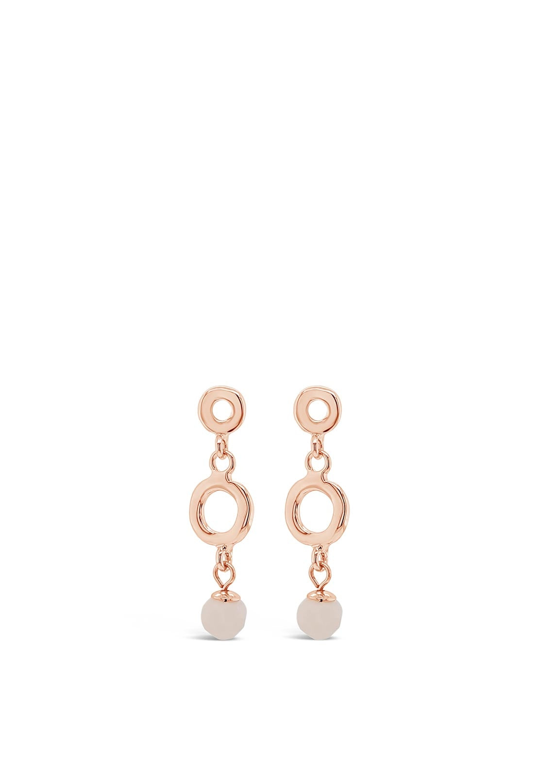 Absolute Rose Gold Circular Pearl Drop Earrings, E2091RS