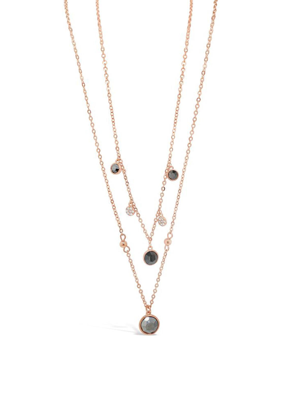 Absolute Hematite Layered Necklace, Rose Gold