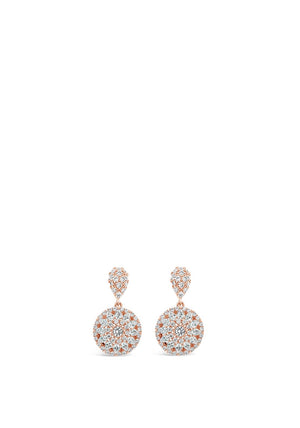 Absolute Rose Gold Cluster Diamante Circular Drop Earrings, E2107RS