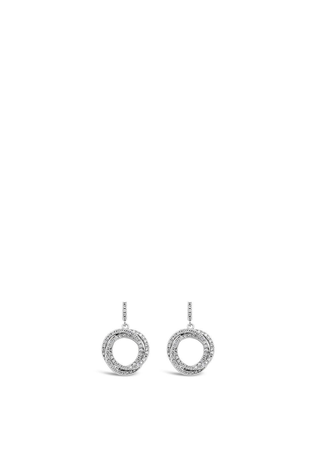 Absolute Silver Diamante Linking Rings Stud Earrings, E2077SL
