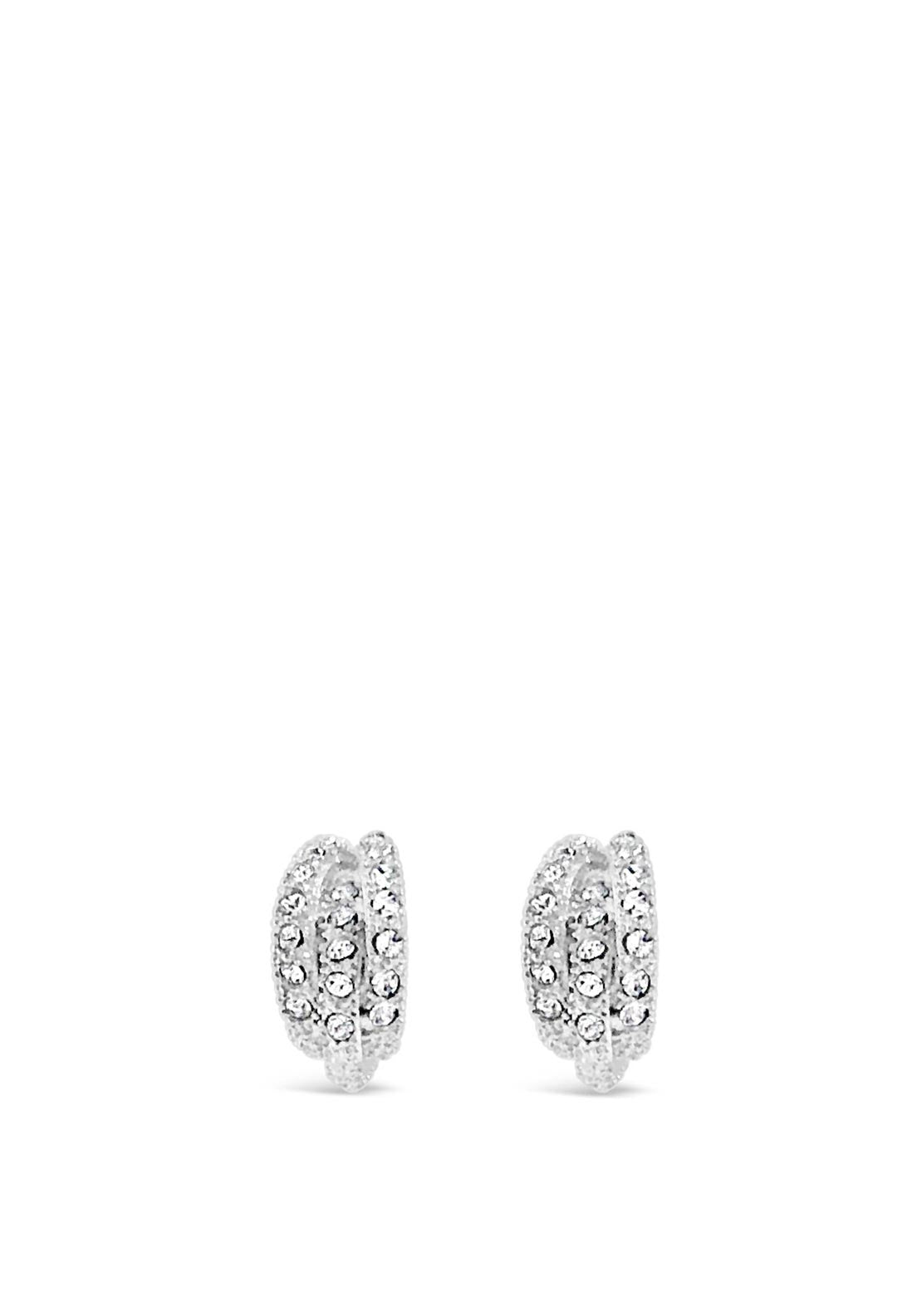 Absolute Small Diamond Triple Hoop Earrings, Silver