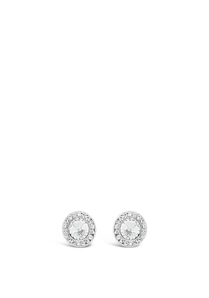 Absolute Silver Circular Cluster Diamante Stud Earrings, E2100SL