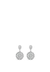 Absolute Silver Cluster Diamante Circular Drop Earrings, E2107SL