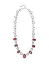 Absolute Silver Necklace with Large Red & White Crystal Stone