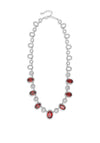 Absolute Silver Necklace with Large Red & White Crystal Stone