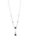 Absolute Silver Necklace with Amethyst Stone Settings & Diamante Disks