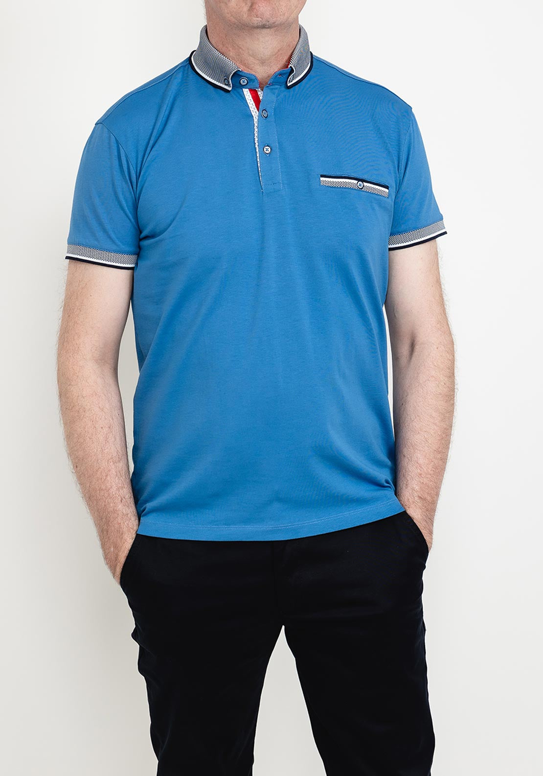 Advise Contrast Trim Polo Shirt, Blue