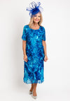 Allison Printed Silk Layered Midi Dress, Royal Blue