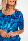 Allison Printed Silk Layered Midi Dress, Royal Blue